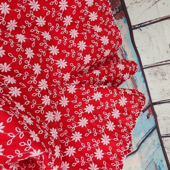 Lane Bryant Red Eyelet Ruffle Off The Shoulder Romper - Picture 6 of 9